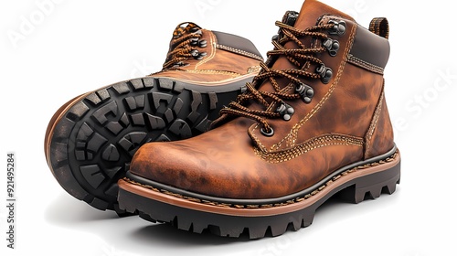 The new and improved safety shoes with enhanced features for a more comfortable and safer work experience., isolate on white background. New Improved. Ultra realistic. Photorealistic