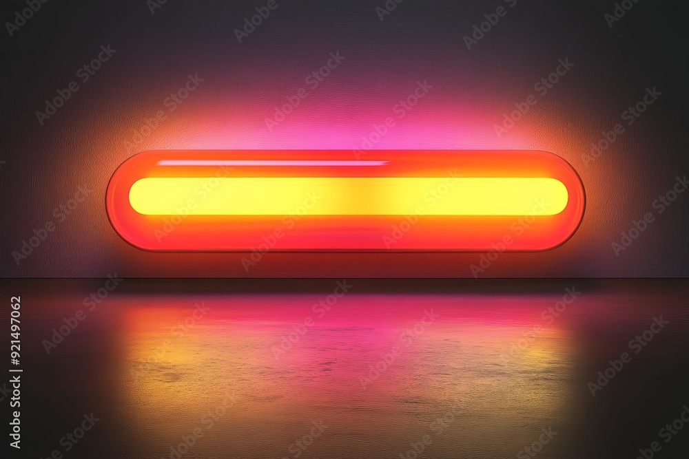 Warm neon glow of a horizontal capsule representing the comforting aspect of modern medication Warm neon glow of a horizontal capsule representing the comforting aspect of modern medication