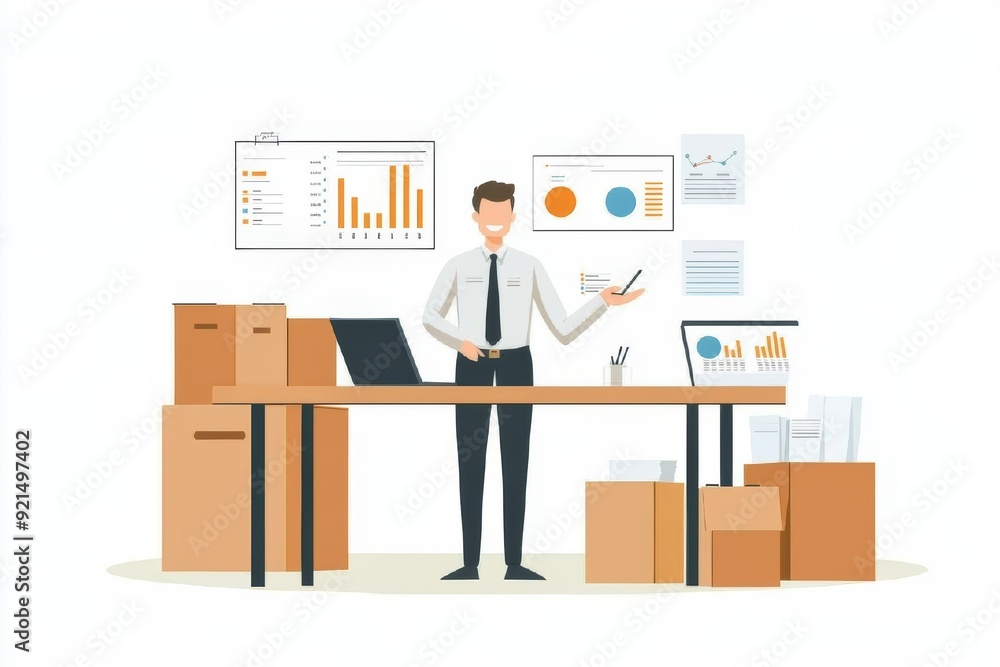 Businessman Presenting Data in Office Setting Businessman Presenting Data in Office Setting