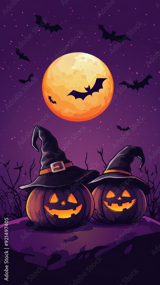 Spooky Halloween Night with Jack-o'-Lanterns Spooky Halloween Night with Jack-o'-Lanterns