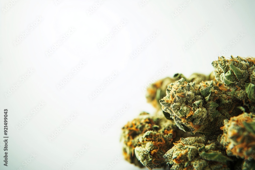 Closeup of Girl Scout Cookies Marijuana Buds on Blank White Generative Illustration Closeup of Girl Scout Cookies Marijuana Buds on Blank White Generative Illustration