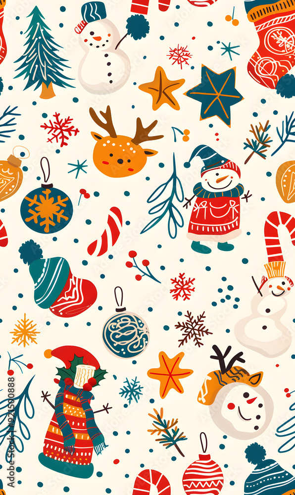 New Year and Christmas 2d cartoon or graphic advertising background, Seamless pattern New Year and Christmas 2d cartoon or graphic advertising background, Seamless pattern