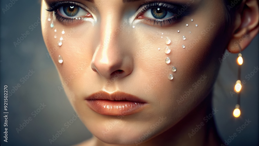 A delicate, sparkling tear rolls down a flushed cheek, capturing the overwhelming emotion of a heartwarming moment, frozen in time with gentle, natural light. A delicate, sparkling tear rolls down a flushed cheek, capturing the overwhelming emotion of a heartwarming moment, frozen in time with gentle, natural light.