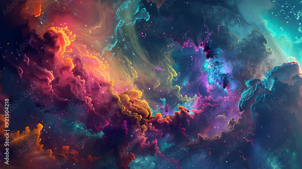 Abstract Cosmic Nebula Illustration with Vivid Colors Abstract Cosmic Nebula Illustration with Vivid Colors