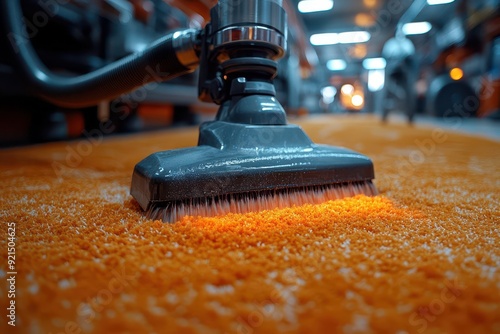 professional carpet cleaner operating highpowered vacuum transforming dingy carpet to pristine condition closeup of machinery in action showcasing efficiency photo