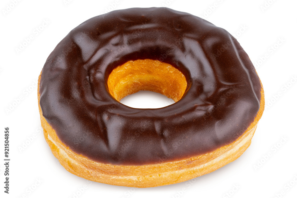 Donuts or Doughnuts. One Donut or Doughnut with chocolate brown glazed cream or icing without sprinkles. Dessert on birthday, holiday party. Advertising coffee shop, bakery, cafe. American style Donut Donuts or Doughnuts. One Donut or Doughnut with chocolate brown glazed cream or icing without sprinkles. Dessert on birthday, holiday party. Advertising coffee shop, bakery, cafe. American style Donut