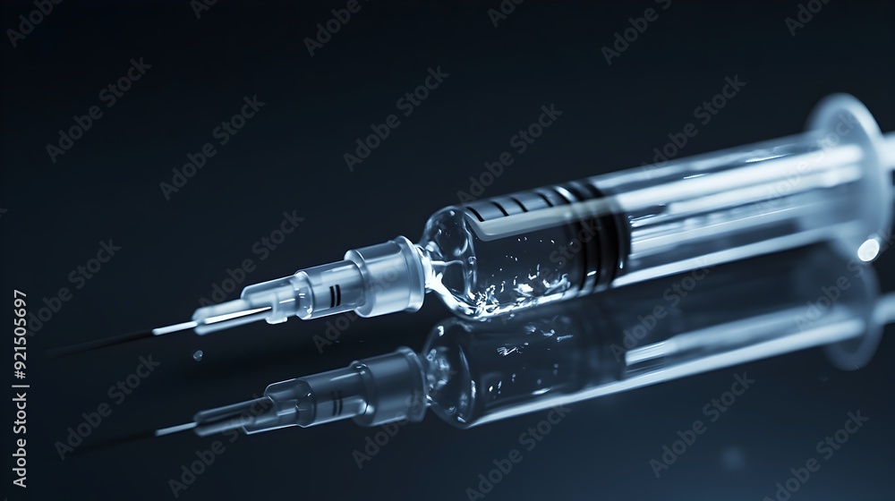 Closeup of a Syringe with Needle Ready for Medical Injection or Vaccination Closeup of a Syringe with Needle Ready for Medical Injection or Vaccination