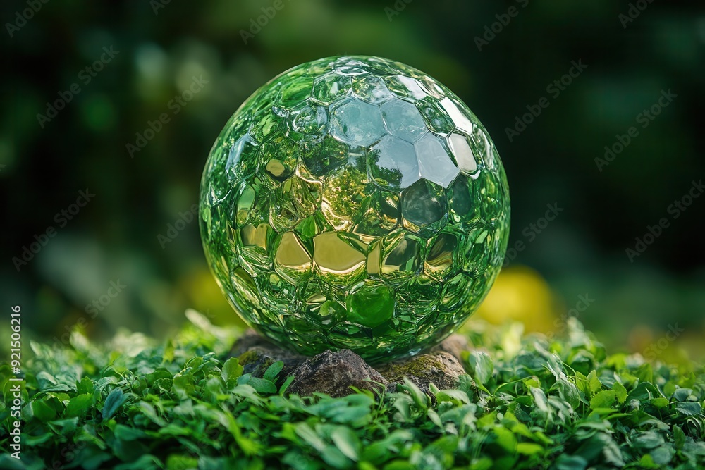 serene globe nestled in lush green nature ecofriendly concept renewable energy symbols harmonious blend of technology and environment serene globe nestled in lush green nature ecofriendly concept renewable energy symbols harmonious blend of technology and environment
