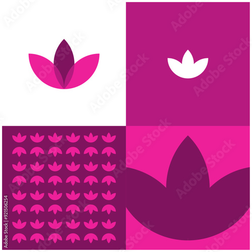 Logo Lotus Flower Pink Massage Spa Vector