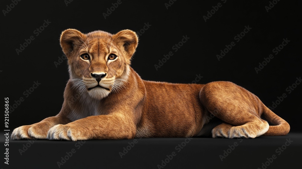 3D Rendered Young Lion Lying Pose 3D Rendered Young Lion Lying Pose