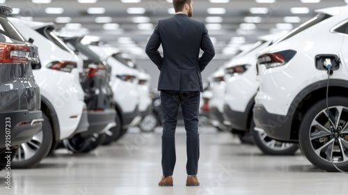 Strategic Discussion with Electric Vehicles Fleet in Green Economy - Business Man and Colleague Analyzing Market Growth, Generative Ai