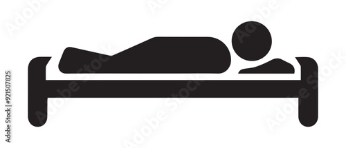 Bedroom sleep man down black outline icon design.