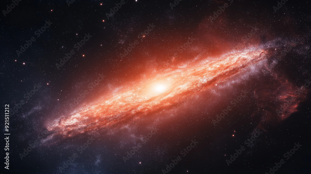 Obraz premium Red galaxy in deep space.High quality photo, Bright color, realistic.