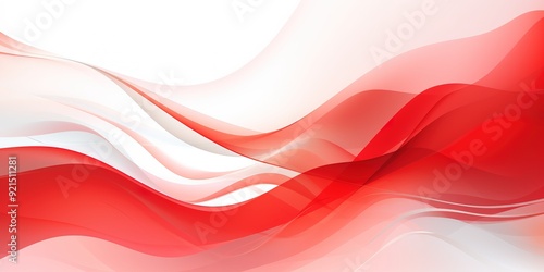 Abstract red and white flowing wave background.