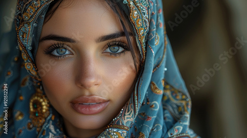 Вeautiful Arabic woman with long black hair 