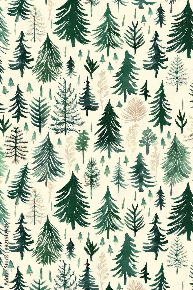 Obraz premium Timeless scandinavian design featuring evergreen pattern for a classic and elegant look