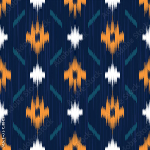 seamless pattern design in ikat style for fabric printing