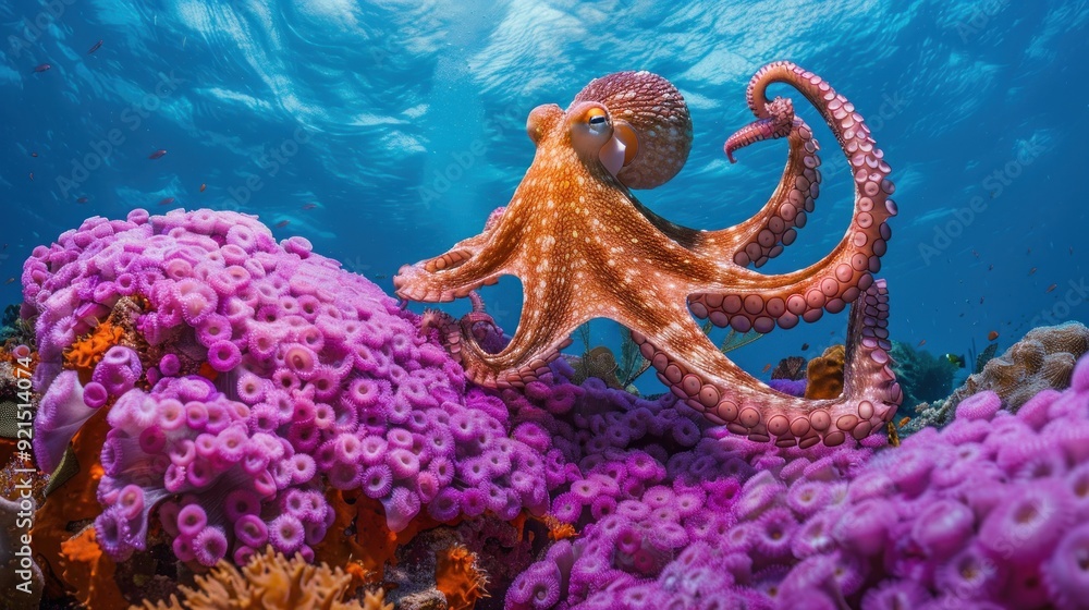 Octopus in Coral Reef
