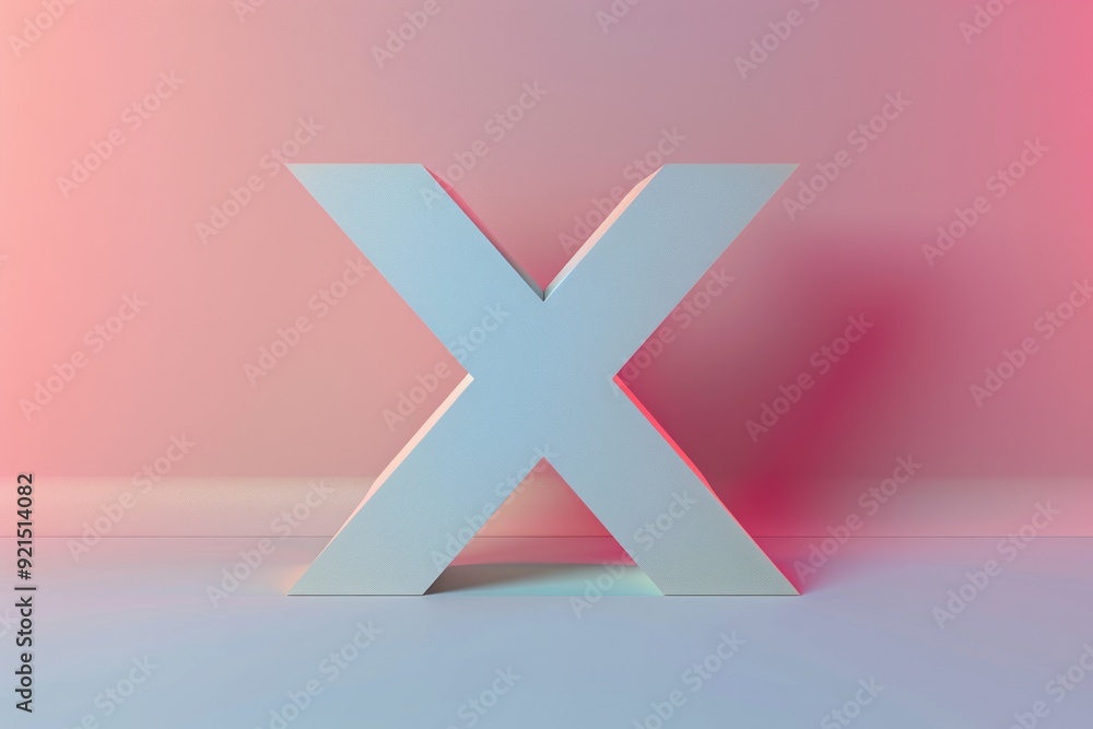 Obraz premium 3D Letter X with Soft Pink and Blue Tones