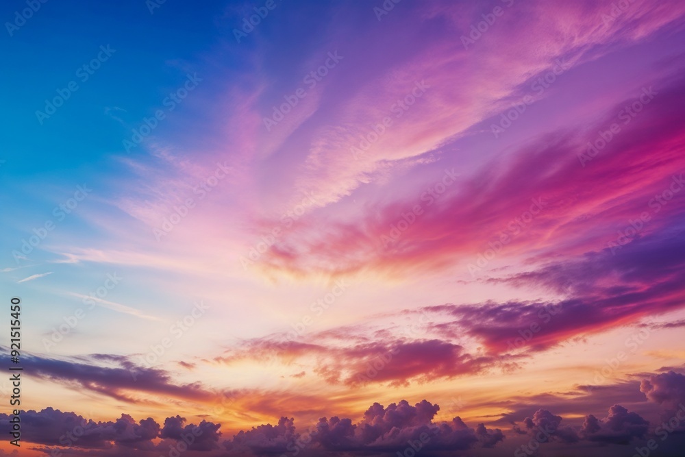 Stunning colorful sky during sunset with clouds, showcasing the beauty of nature’s evening display. Stunning colorful sky during sunset with clouds, showcasing the beauty of nature’s evening display.