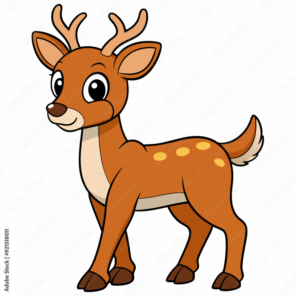 Fototapeta premium Beer isolated on white, deer vector illustration, animal vector art, deer silhouette, pet vector icon, deer cartoon line art, eps