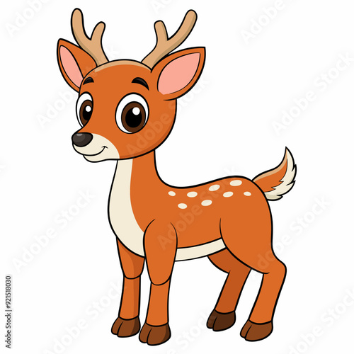 Beer isolated on white, deer vector illustration, animal vector art, deer silhouette, pet vector icon, deer cartoon line art, eps