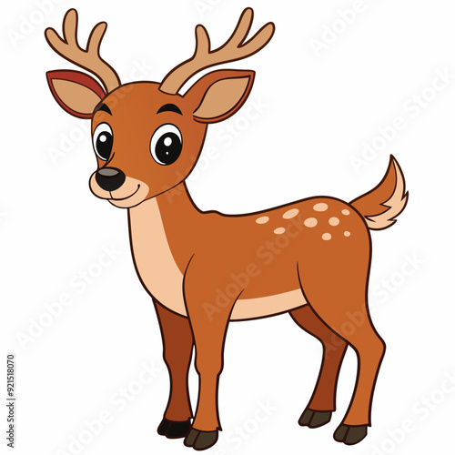 Beer isolated on white, deer vector illustration, animal vector art, deer silhouette, pet vector icon, deer cartoon line art, eps