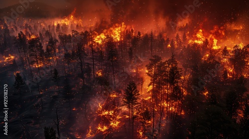 Aerial View of a Forest Fire