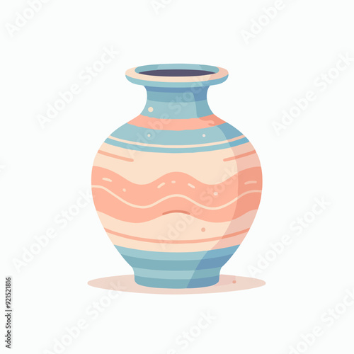 A blue and pink vase with a white background