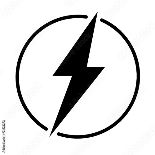 black lightning vector icon isolated on white background