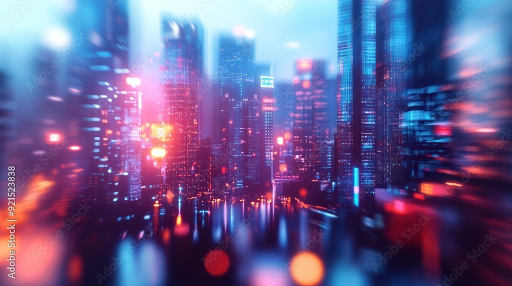 Nighttime Cityscape with Blurred Lights Nighttime Cityscape with Blurred Lights