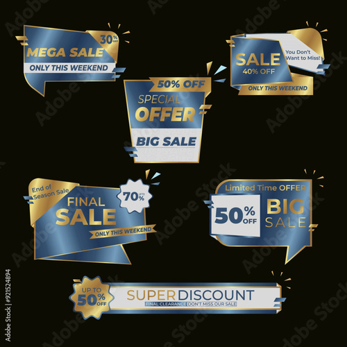 design a sales label collection with gold color style