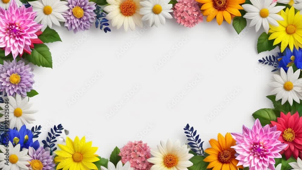 frame made of colorful flowers. seamless and looping animation background 4k
frame made of colorful flowers. seamless and looping animation background 4k