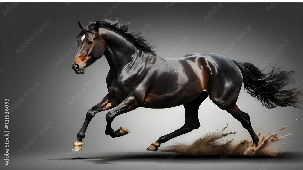 Galloping Black horse running isolated on transparent background Galloping Black horse running isolated on transparent background