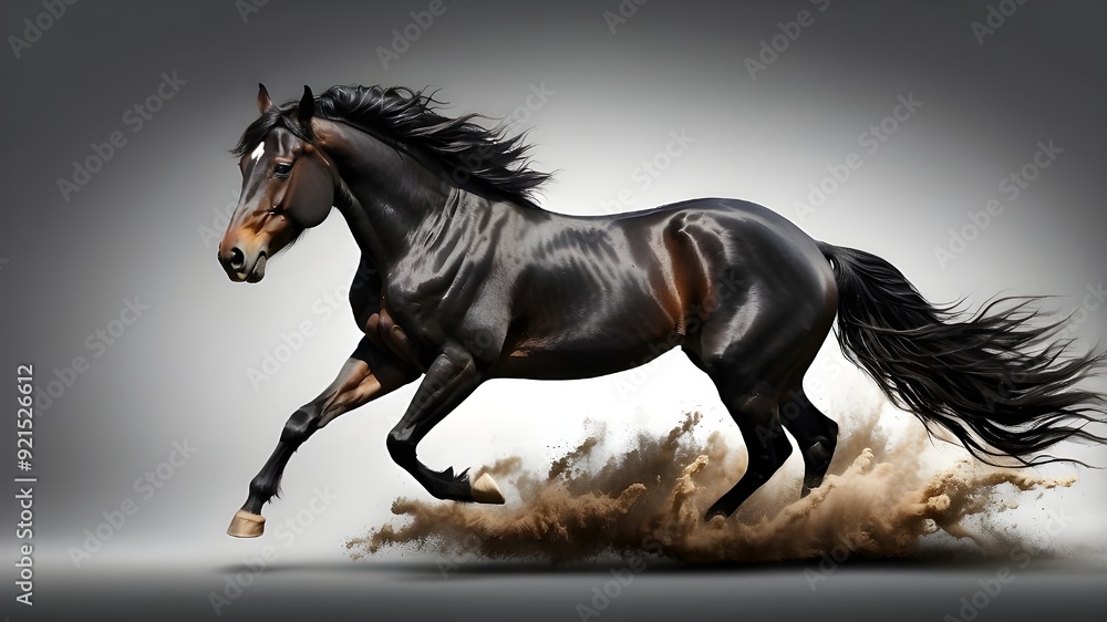 Galloping Black horse running isolated on transparent background Galloping Black horse running isolated on transparent background