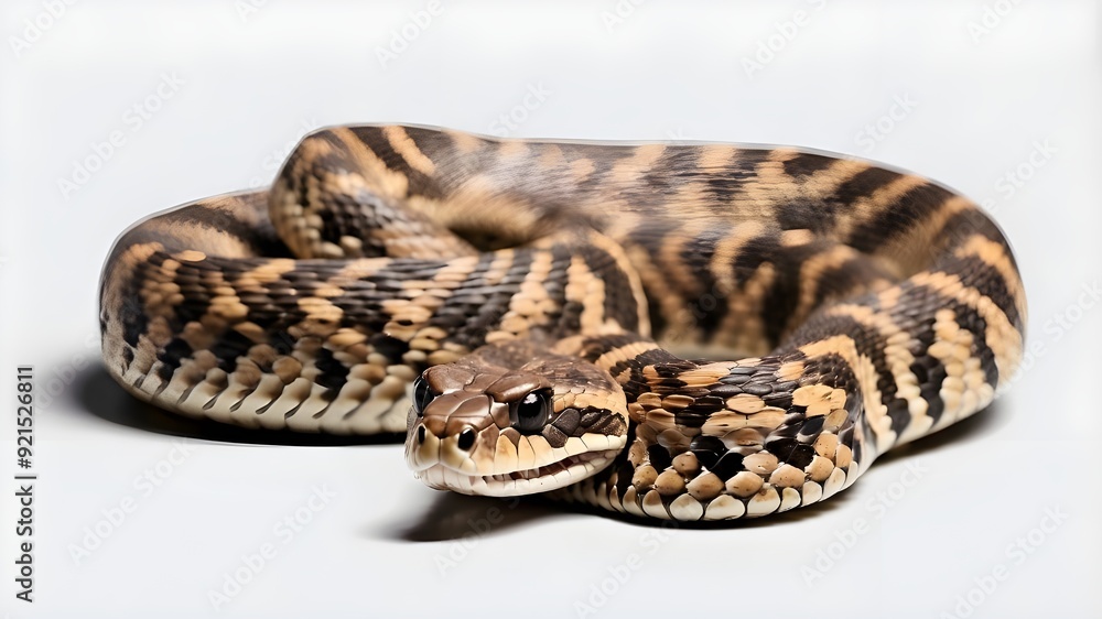 Obraz premium close-up of a potentially harmful object lone rattlesnake on clear backdrop