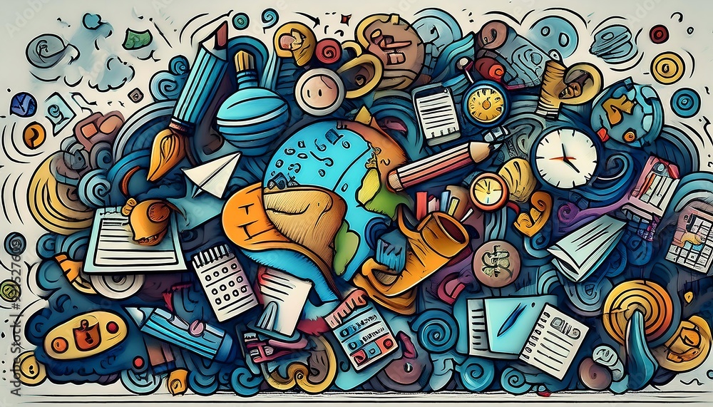vibrant doodle art with business theme vibrant doodle art with business theme