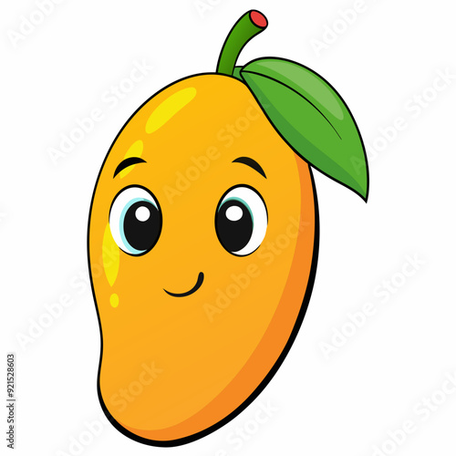 Mango isolated on white, Mango vector illustration, food vector art, Mango silhouette,  Orange fruit vector icon, mango fruit cartoon line art, eps