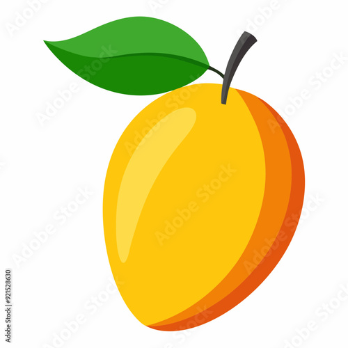 Mango isolated on white, Mango vector illustration, food vector art, Mango silhouette,  Orange fruit vector icon, mango fruit cartoon line art, eps