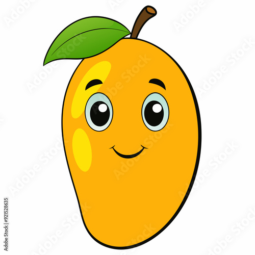 Mango isolated on white, Mango vector illustration, food vector art, Mango silhouette,  Orange fruit vector icon, mango fruit cartoon line art, eps