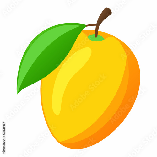 Mango isolated on white, Mango vector illustration, food vector art, Mango silhouette,  Orange fruit vector icon, mango fruit cartoon line art, eps