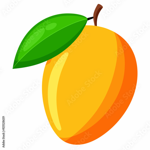 Mango isolated on white, Mango vector illustration, food vector art, Mango silhouette,  Orange fruit vector icon, mango fruit cartoon line art, eps