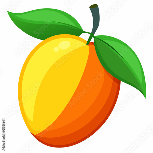 Mango isolated on white, Mango vector illustration, food vector art, Mango silhouette,  Orange fruit vector icon, mango fruit cartoon line art, eps
