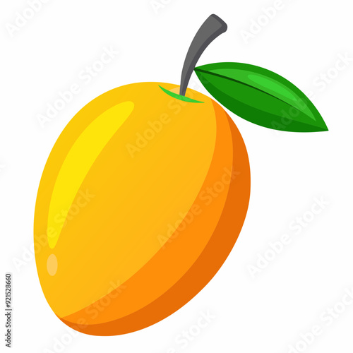 Mango isolated on white, Mango vector illustration, food vector art, Mango silhouette,  Orange fruit vector icon, mango fruit cartoon line art, eps