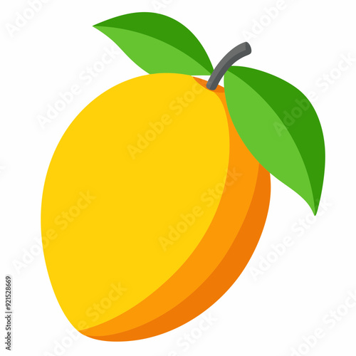 Mango isolated on white, Mango vector illustration, food vector art, Mango silhouette,  Orange fruit vector icon, mango fruit cartoon line art, eps