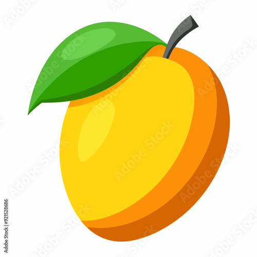 Mango isolated on white, Mango vector illustration, food vector art, Mango silhouette,  Orange fruit vector icon, mango fruit cartoon line art, eps