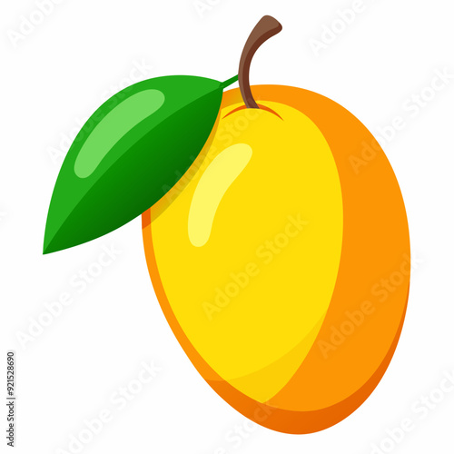 Mango isolated on white, Mango vector illustration, food vector art, Mango silhouette,  Orange fruit vector icon, mango fruit cartoon line art, eps
