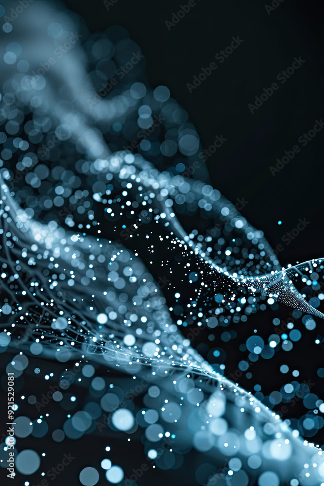 A wave of cool cyan and white particles flows softly, creating a seamless transition on a gradient background. A wave of cool cyan and white particles flows softly, creating a seamless transition on a gradient background.