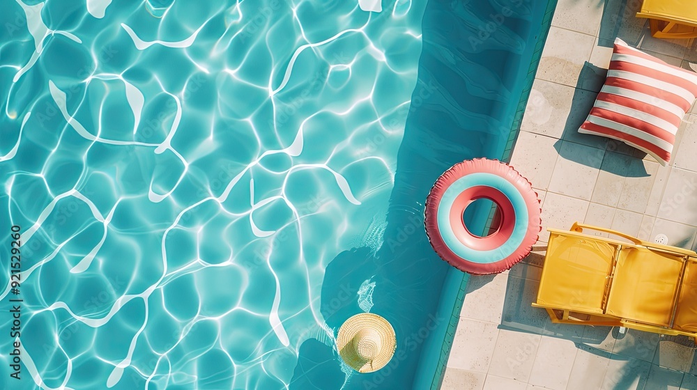 Obraz premium Summer Poolside Relaxation with Inflatable Ring