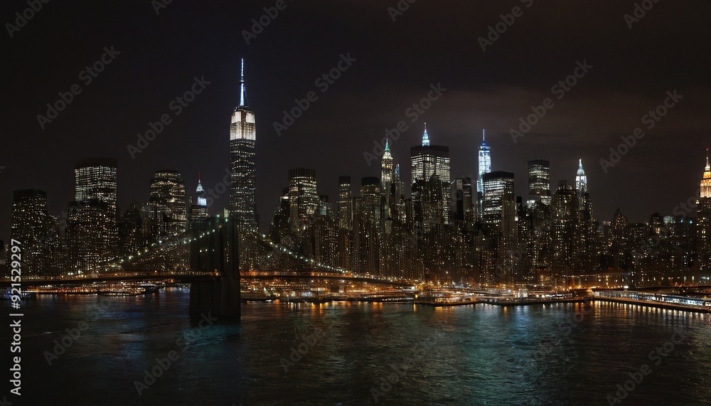 Fototapeta premium City panorama of Midtown Manhattan, New York at night 87